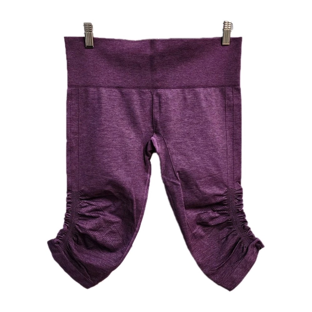 Lululemon Size 10 In The Flow Crop II Leggings Seamless Capri Ruched Yoga Purple